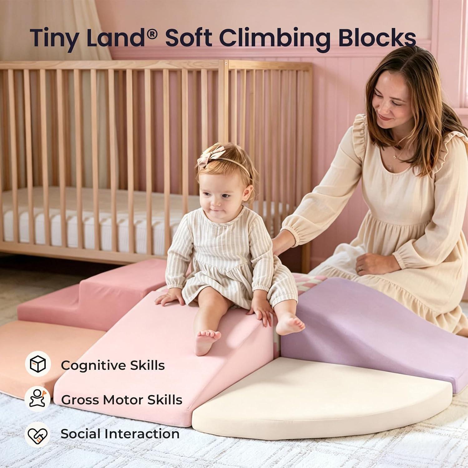 Tiny Land Soft Foam Climbing Blocks for Toddlers, 6-Piece Foam Blocks