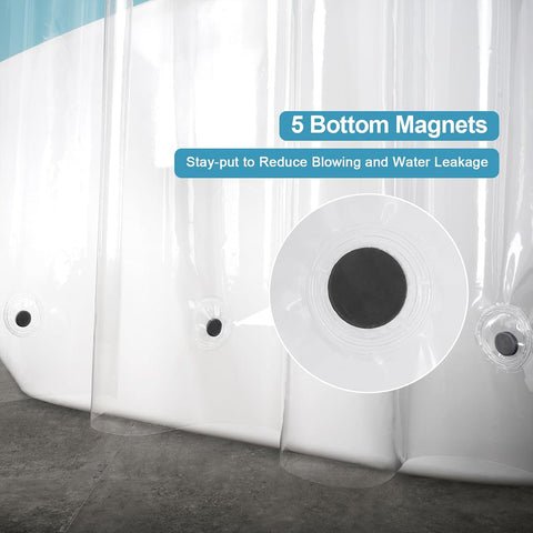 EurCross Clawfoot Tub Clear Shower Curtain 180x72 inch with 30 Holes and Free Hooks,Extra Large Wide Clear Shower Curtain Liner with 5 Magnet Weights, 9G Thickness Premium PEVA,Waterproof
