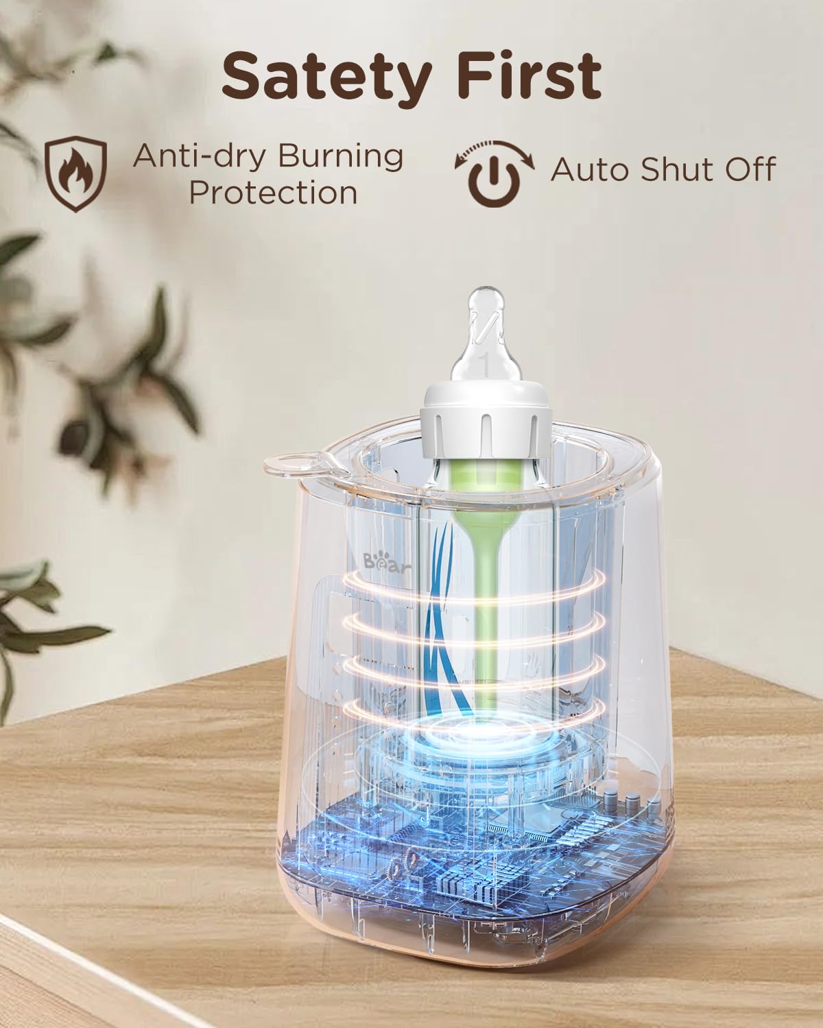 Bear Baby Bottle Warmer, Fast Warming Breast Milk Formula, White