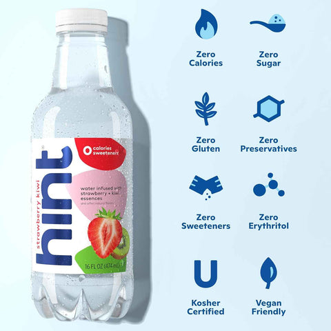 Hint Flavored Water Zero Sugar 0 Calories - Strawberry Kiwi (12 pack)