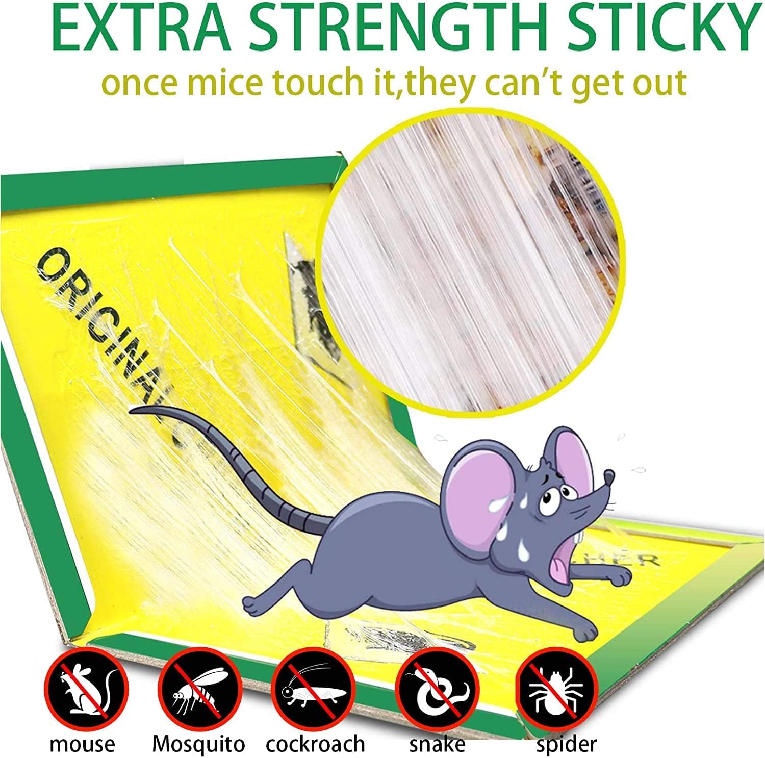 Ezoon 12 Pack Large Mouse Glue Traps with Enhanced Stickiness