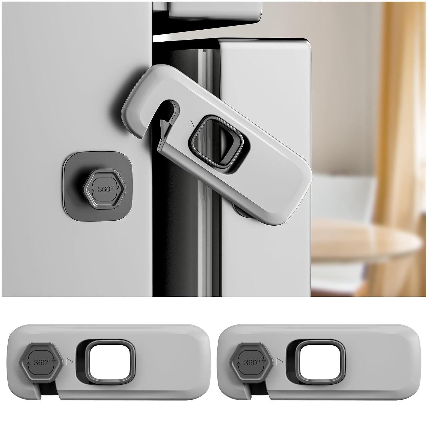 2 Pack Fridge Lock, Freezer Door Lock Child Safety, 3M Adhesive Hold