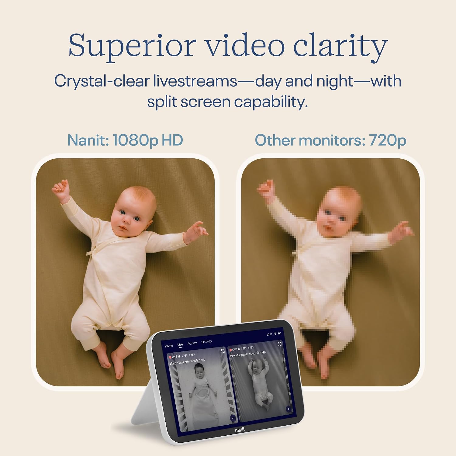 Nanit Display Screen - 8" Touchscreen Dedicated Baby Video Monitor - HD