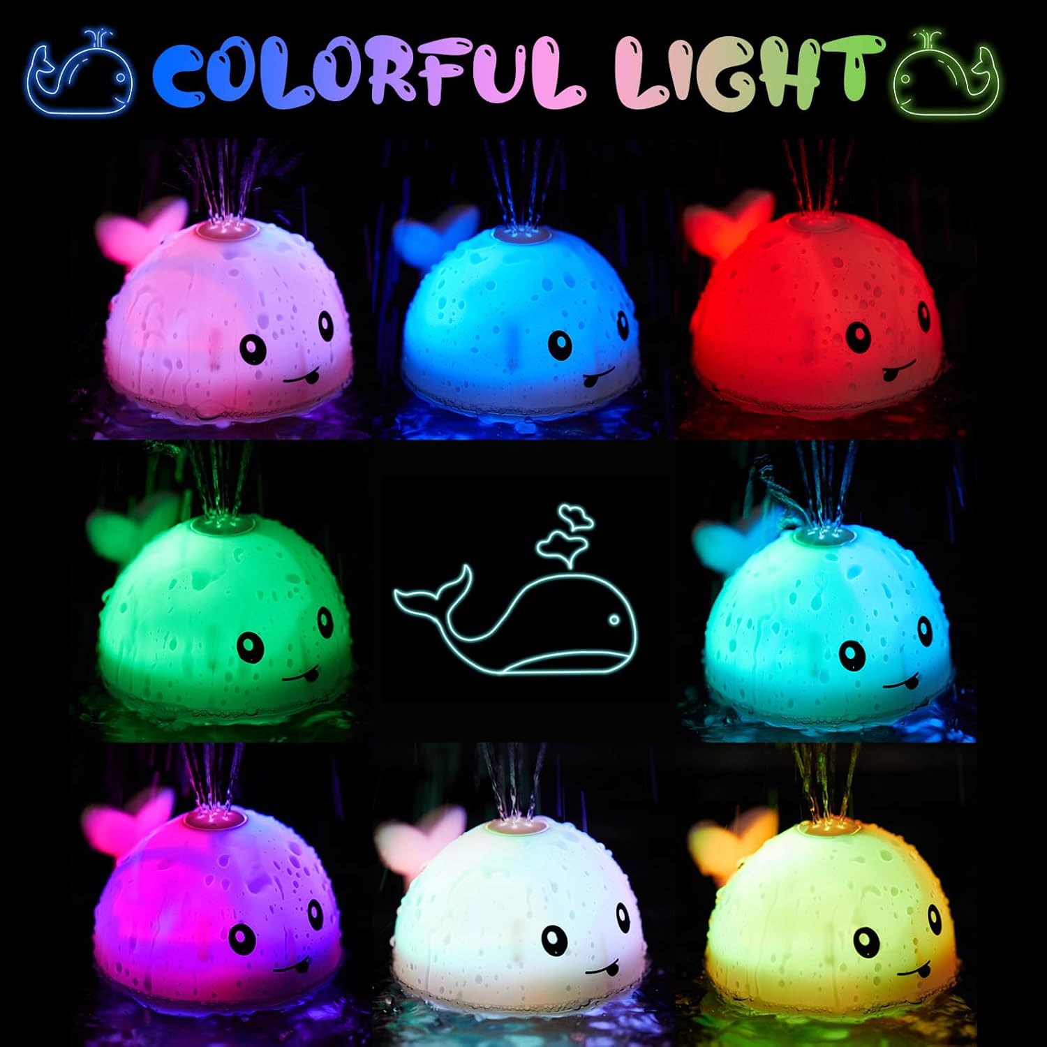 ANGGIKO Baby Girl Bath Toys, Light Up Whale Pool Water Toy for Toddler Baby