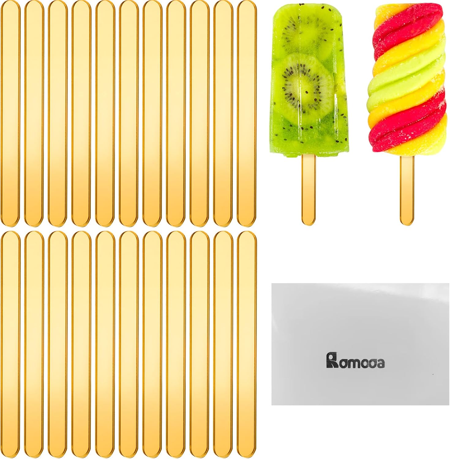 30 Pcs Reusable Acrylic Cakesicle Sticks, 4.5inch, Gold, Silver