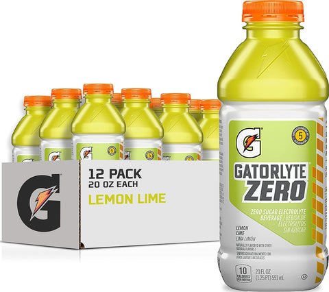 Gatorlyte Zero Electrolyte Beverage, Strawberry Kiwi, Zero Sugar Hydration, Specialized Blend of 5 Electrolytes, No Artificial Sweeteners or Flavors, 20 Oz Bottles (Pack of 12)