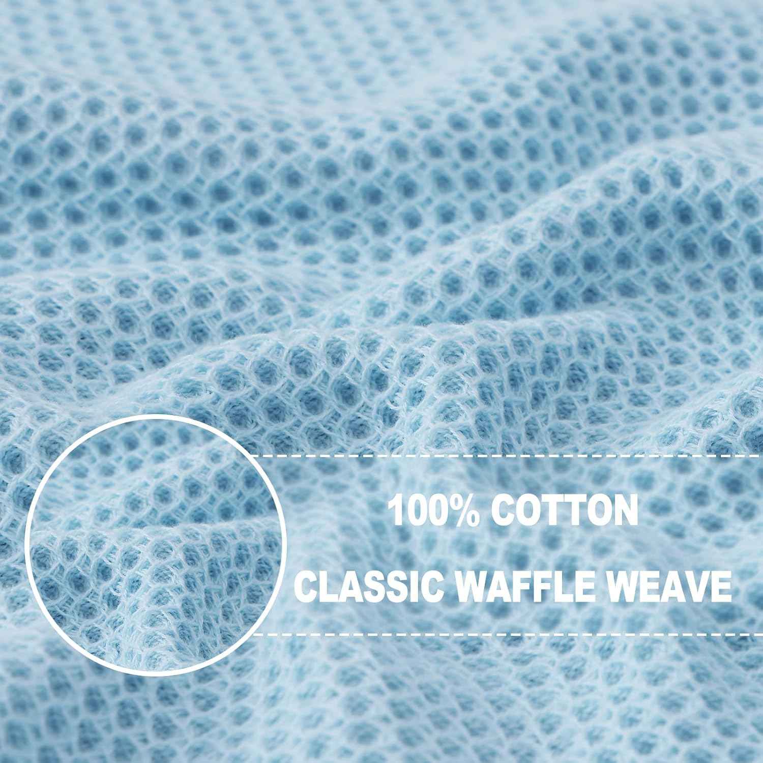 Homaxy 100% Cotton Waffle Weave Kitchen Dish Towels 6-Pack, Sky Blue