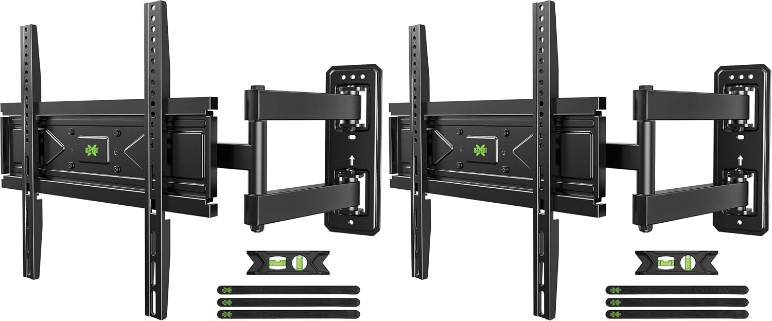 USX MOUNT Swivel TV Wall Mount for 26-60 Inch TVs up to 80 lbs, Single Articulating Arm, Full Motion TV Wall Mount Bracket with Swivel and Tilt, Max VESA 400x400mm (Pack of 2)