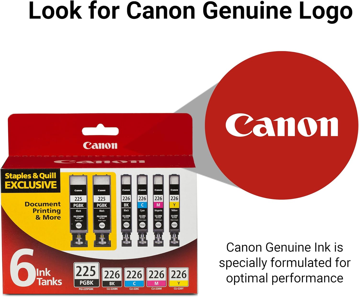 Canon PGI-225/CLI-226 Genuine Six Color Value Pack, Compatible with iP4820, iP4920, iX6520, MG5120, MG5220, MG5320, MG6120, MG6220, MG8120, MG8220, MX712, MX882, and MX892 Printers
