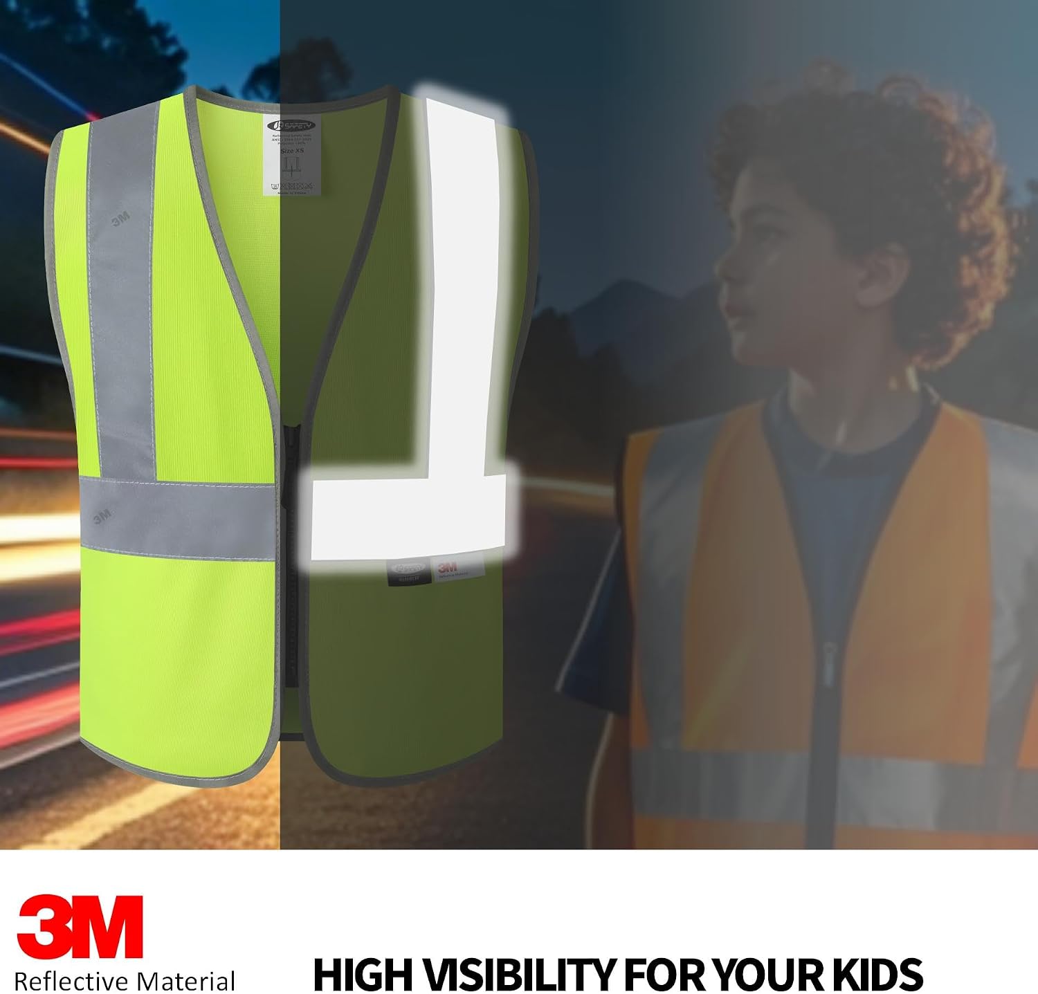 JKSafety Kids Safety Vest Kids Construction Vest with 3M Reflective Tapes High Visibility for Children BK300