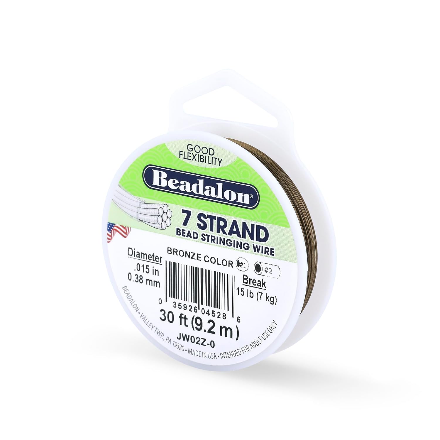 Beadalon 7-Strand Stainless Steel Beading Wire, .015 in / 0.38 mm - Black