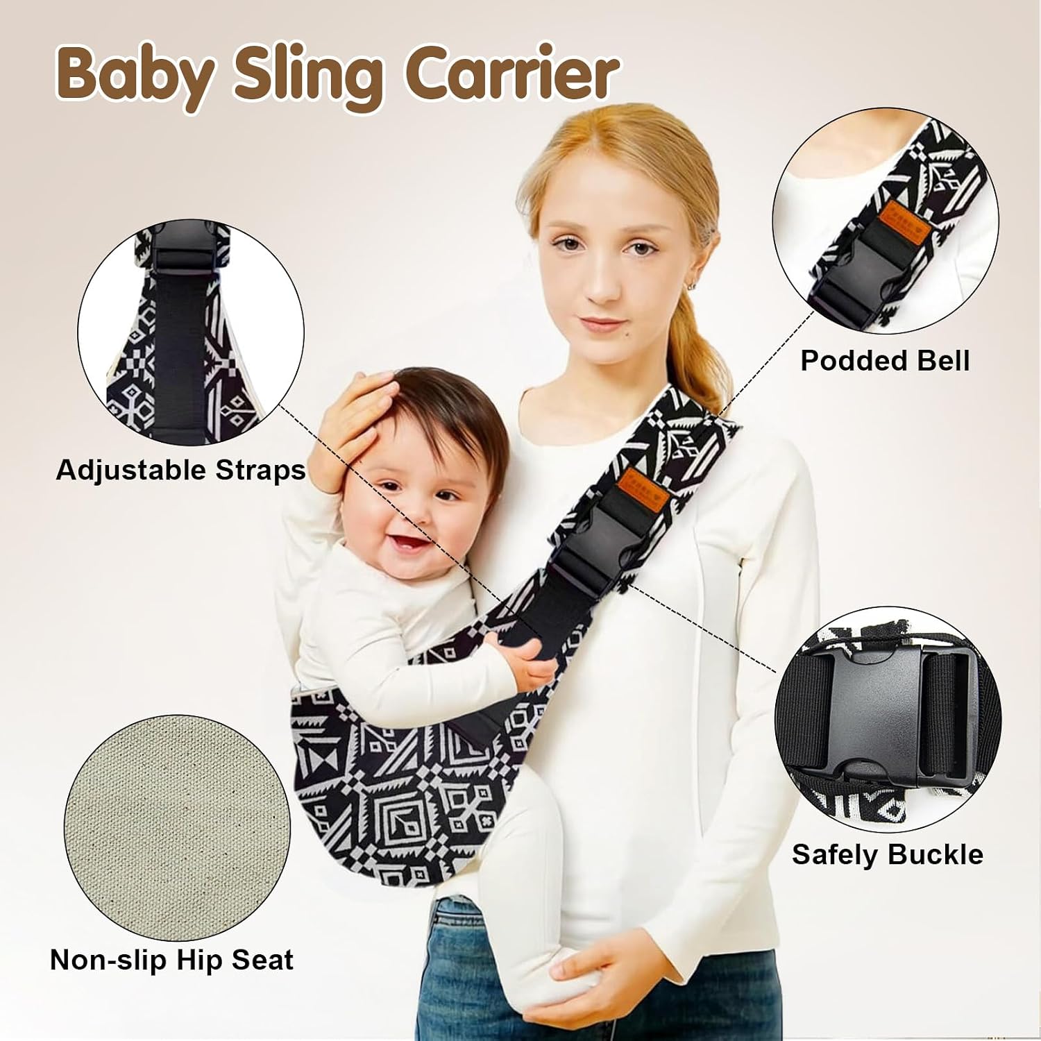 yemyig Baby Sling Carrier,Baby Sling for 10-30lbs(Black)