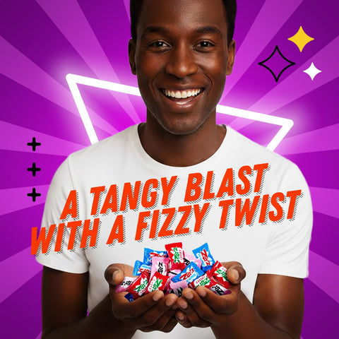 ZOTZ Fizzy Sour Candy Bulk - Retro Italian Hard Candy Individually Wrapped - Classic Nostalgic 3 Assorted Flavors Cherry, Watermelon & Blue Raspberry, 46 pieces Bag for Party Favors, Goodie Bags, Piñata & Candy Buffet