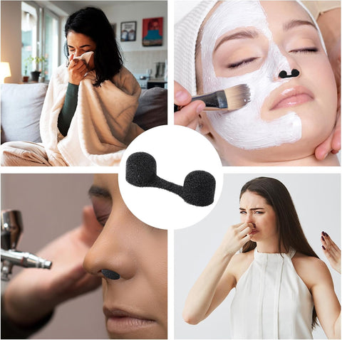 Dimeho 100 Pieces Nose Plug Filter Disposable Nose Dust Filters Bulk Sponge Nostril Filters for Spray Tanning Welding Dust Allergies DustConstruction Areas (Black)