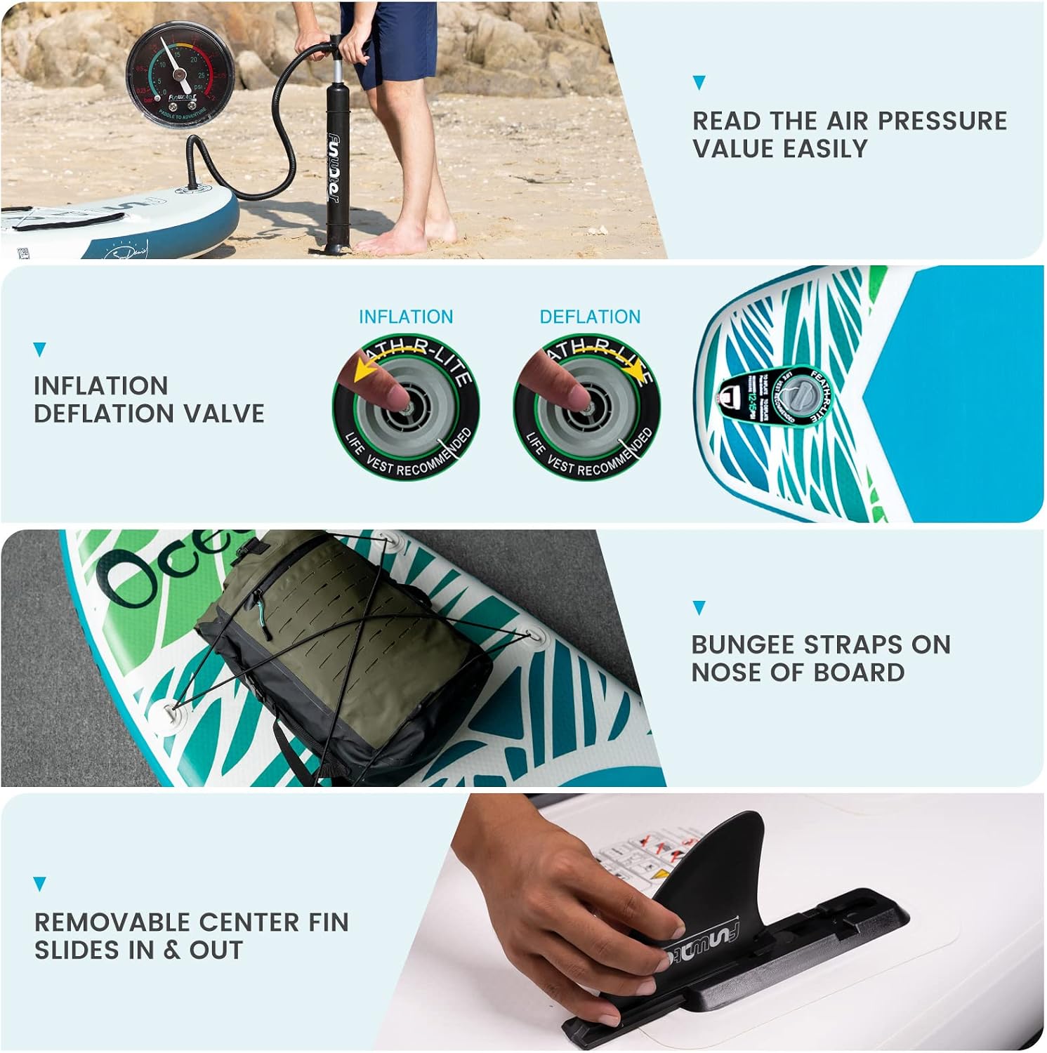 FEATH-R-LITE Inflatable Stand Up Paddle Board with Beginner SUP Accessories
