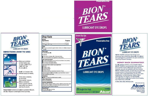 Bion Tears Lubricant Eye Drops Single Use Vials 28 Each (Pack of 4)