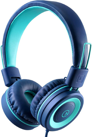 noot products K11 Kids Headphones with Wired Cord 3.5mm Jack Navy/Teal
