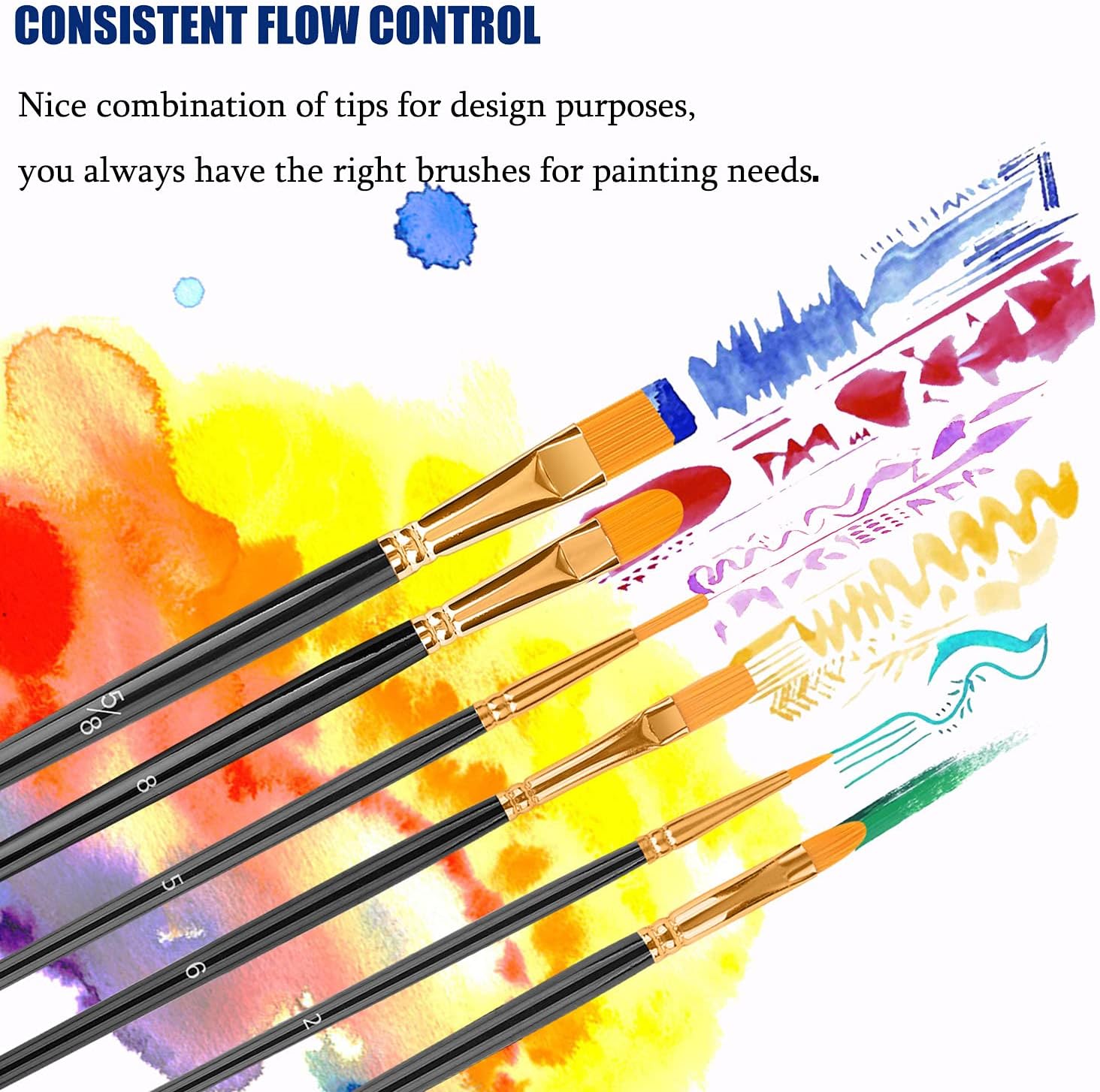 Artstorys Paint Brushes Set, 20 Pcs Acrylic Oil Watercolor Painting Brushes