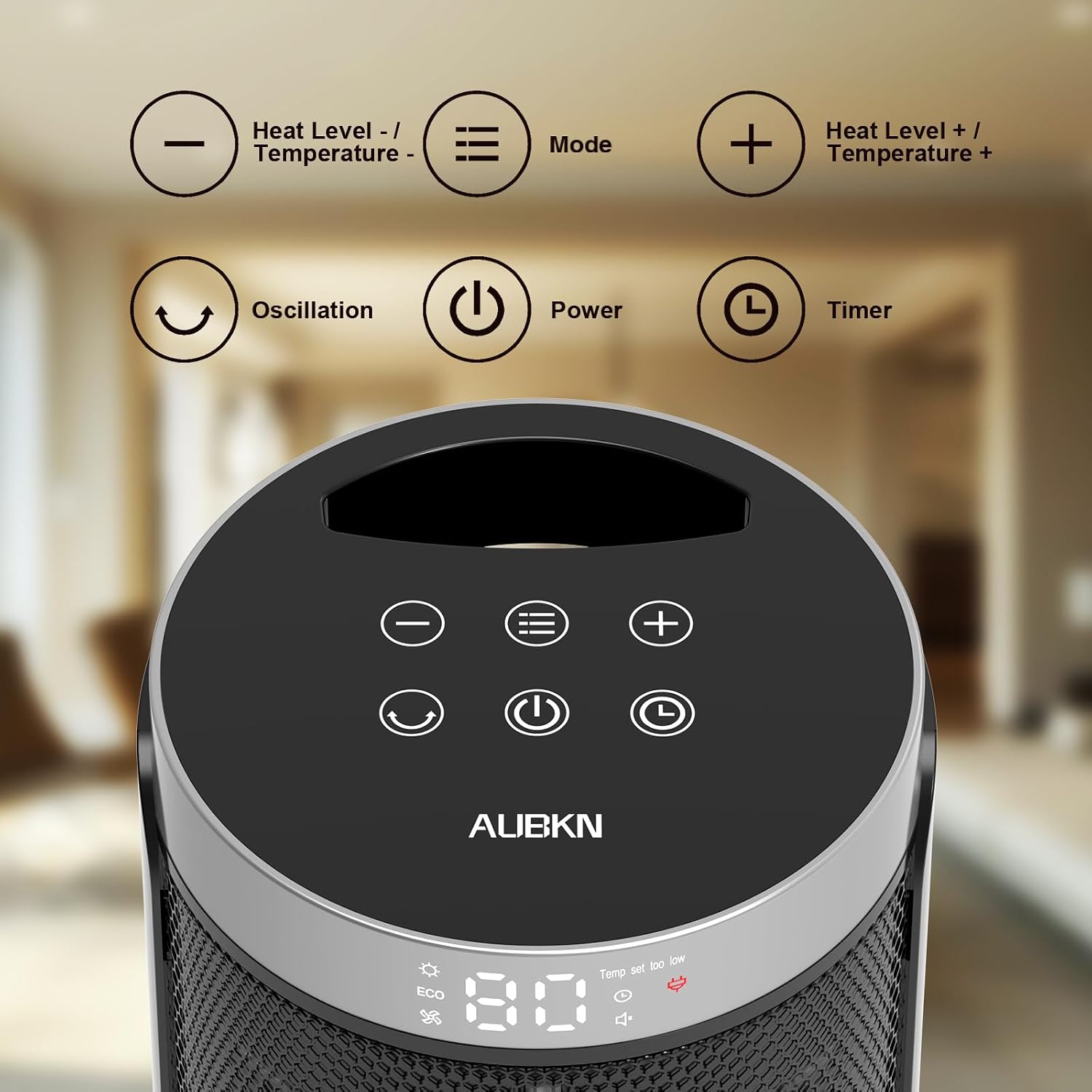 Space Heater, WINHL Portable Electric Heaters for Indoor Use,70°Oscillation