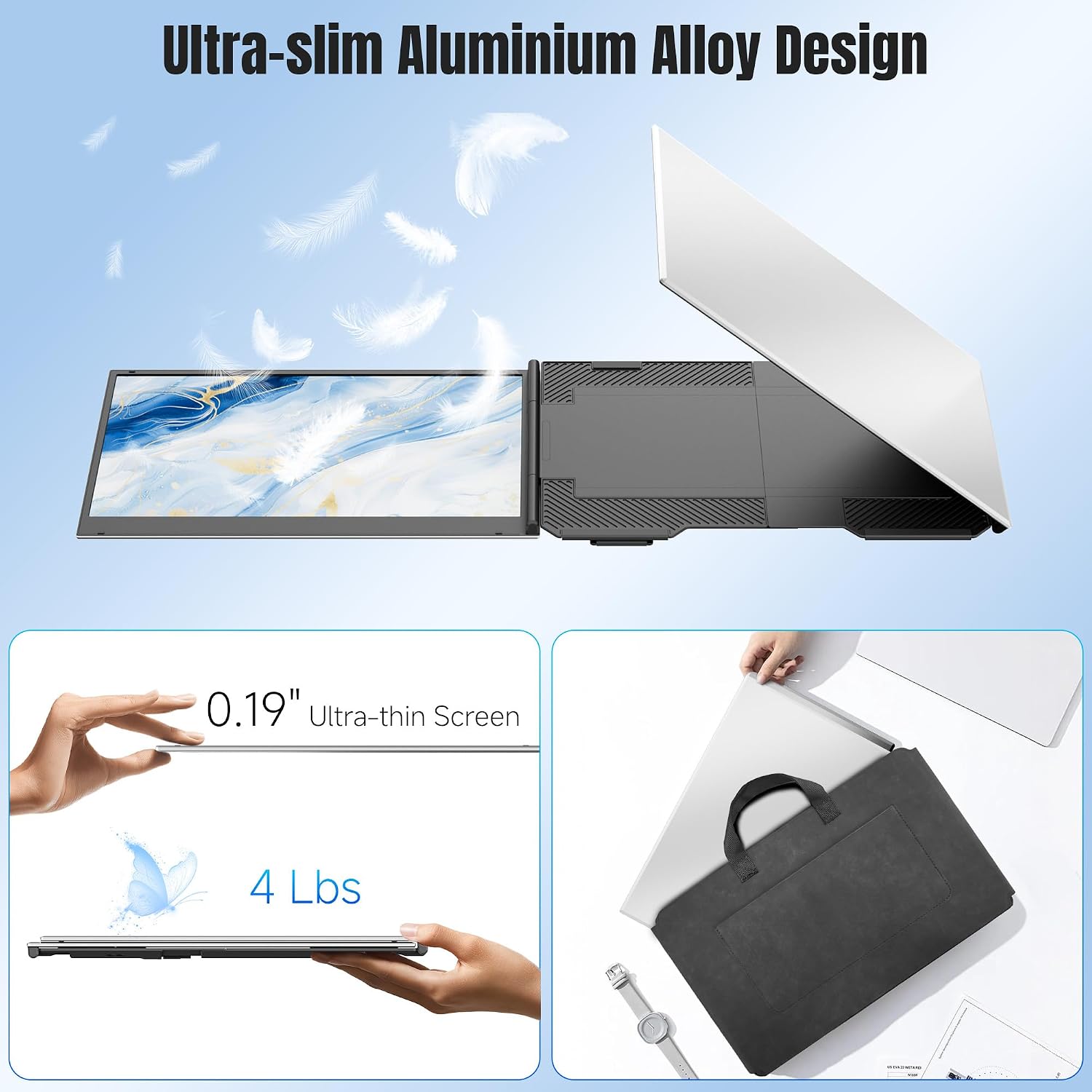 KEFEYA Laptop Screen Extender 15.6", FHD 1080P Portable Triple Monitor for Laptops 13-17.3", 0.16" Ultra-Thin Dual Laptop Monitor Extender for Windows/Mac/Dex/Chrome/Surface, Plug n Play