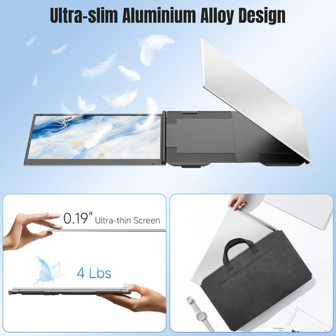 KEFEYA Laptop Screen Extender 15.6", FHD 1080P Portable Triple Monitor for Laptops 13-17.3", 0.16" Ultra-Thin Dual Laptop Monitor Extender for Windows/Mac/Dex/Chrome/Surface, Plug n Play