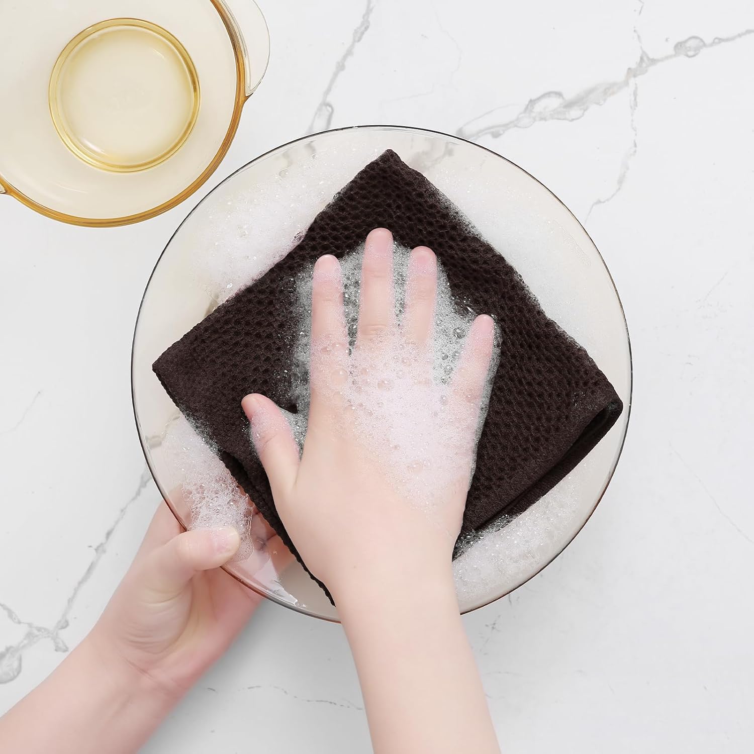 Homaxy 100% Cotton Waffle Weave Kitchen Dish Cloths 8-Pack, Dark Brown