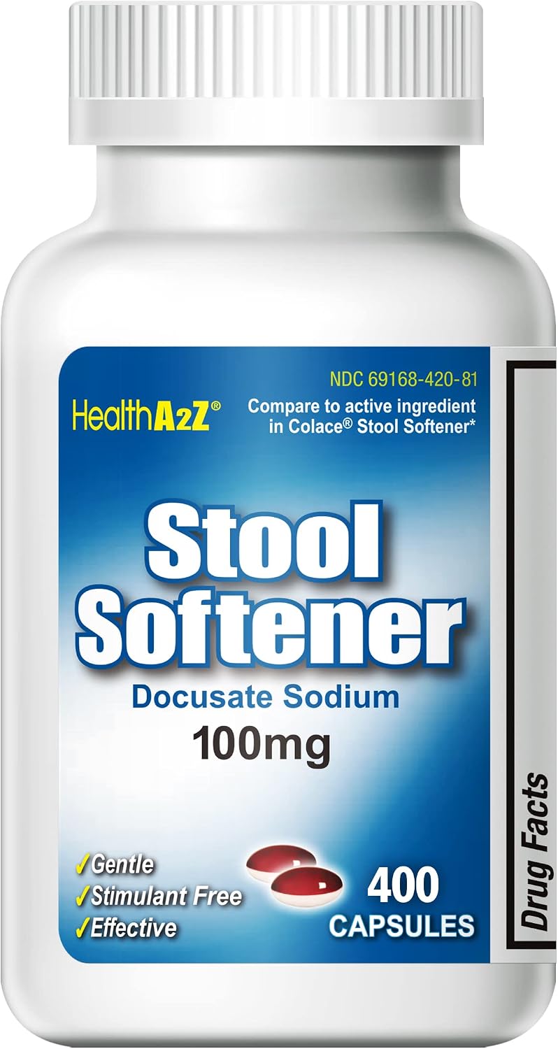 HealthA2Z® Stool Softener, Docusate Sodium 100mg, Stimulant-Free, 400 Count