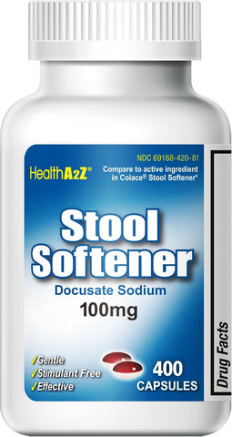 HealthA2Z® Stool Softener, Docusate Sodium 100mg, Stimulant-Free, 400 Count