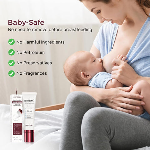 Momcozy Cooling Nipple Cream Safe for Breastfeeding, Lanolin-Free,1.76oz