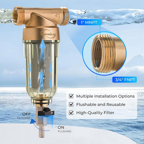 iSpring WSP-100 Whole House Spin Down Sediment Filter, 100 Micron