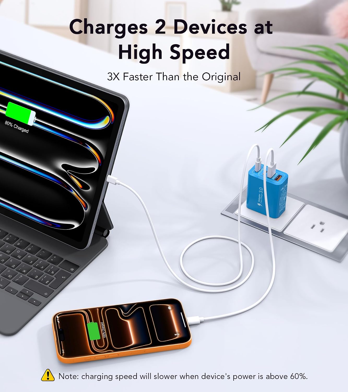 [2-Pack] 40W USB C Charger Block, 4-Port Type C Fast Charging Brick Dual PD&QC Wall Plug Adapter Power Brick for iPhone 13/14/15/16/17/Pro Max Plus/iPad/Airpods/iwatch/Samsung Galaxy (Light Blue)
