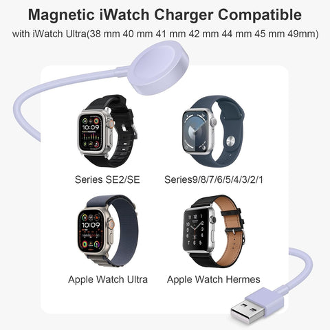 Fast Charger for Apple Watch Charger, 3.3FT USB A iWatch Charger, Purple