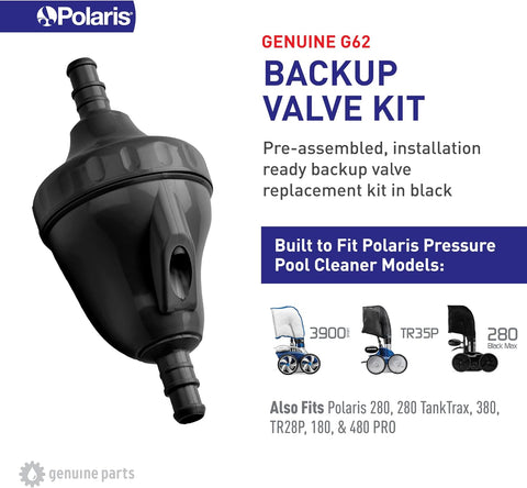 Polaris Genuine Parts G62 Backup Valve Replacement Kit, Compatible With Polaris 3900 Sport, 280 Black Max, TR35P, and 480 Pro Black Max