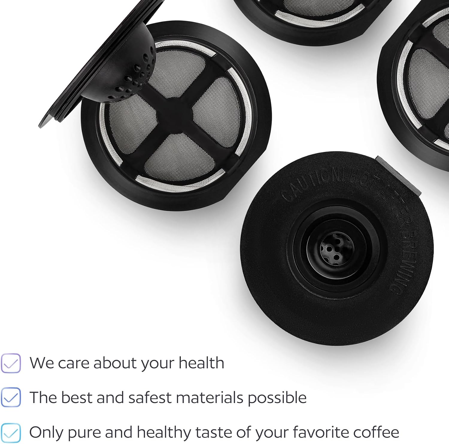 4 Black Reusable K Cups for Keurig Coffee Makers - Compatible with K-Express, K-Elite, K-Select, K-Classic, K-Mini, K-Compact (Pack of 2)