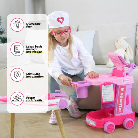 Liberry Toddlers Doctor Kit Toy for Girls Boys Ages 2 3 4 5, Pink