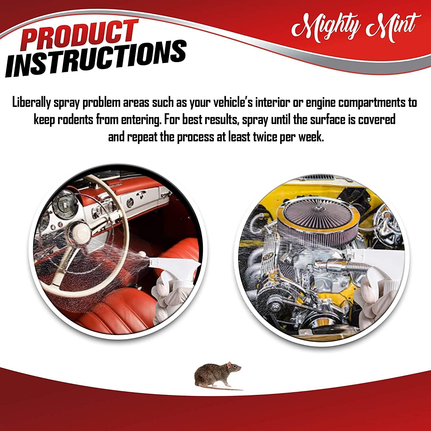 Mighty Mint Peppermint Oil Rodent Repellent Spray, 16 oz (Pack of 2)