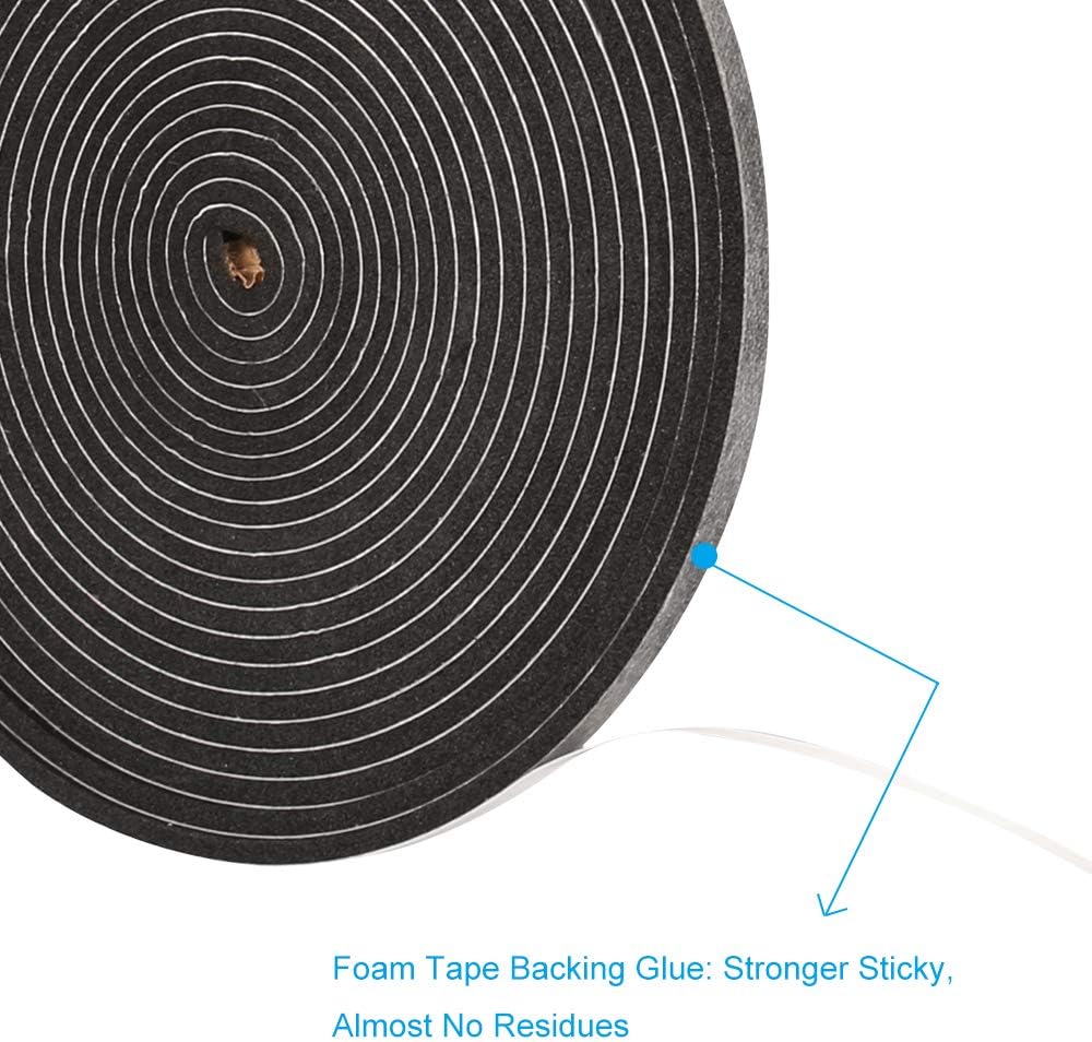 3 Rolls Weather Stripping,1/4 Inch Wide X 1/8 Inch Thick Foam Seal Tape High Density Foam Strip Self Adhesive,Closed Cell Tape Seal Strip,16 Feet Long Each