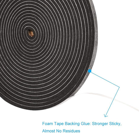 3 Rolls Weather Stripping,1/4 Inch Wide X 1/8 Inch Thick Foam Seal Tape High Density Foam Strip Self Adhesive,Closed Cell Tape Seal Strip,16 Feet Long Each
