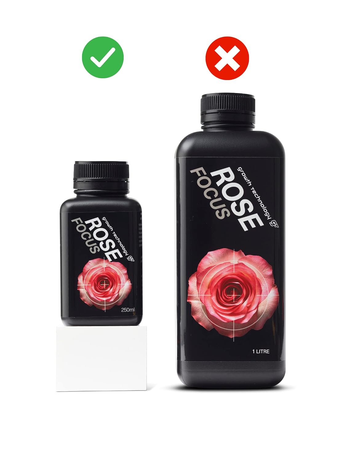 Growth Technology GT Rose Focus – Liquid Plant Food & Plant Nutrient for All Roses – Complete Formula with 12 Essential Minerals & Extra Calcium for Healthy Growth & Vibrant Blooms – 250mL (8.5 fl oz)