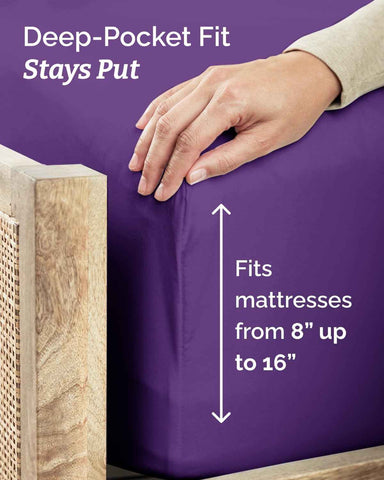 Twin XL 3 Piece Sheet Set - College Dorm Room Essentials - Purple