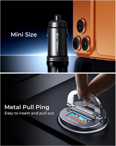 MRGLAS [2-Pack] 125W USB C Car Charger, USB C Car Adapter Fast Charging