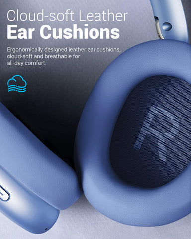 Wentronic Y01 Wireless Noise Canceling Headphones Bluetooth 5.3 Over Ear Headphones with Microphone, Hi-Res Audio, 48H Playtime, Foldable Comfortable Earpads,Compatible with iOS,Android,PC, Blue
