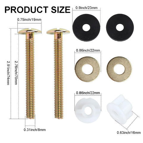 2 PCS Toilet Seat Screws Replacement Kit Universal Toilet Screw Set