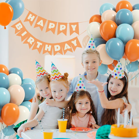 12inch Blue and Orange Balloons with Blue Orange White and Nude Balloons