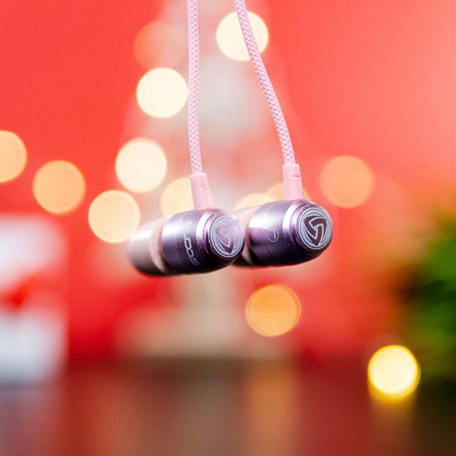 LUDOS Clamor Wired Earbuds in-Ear Headphones, 5 Years Warranty, Earphones with Microphone, Noise Isolating Ear Buds, Memory Foam for iPhone, Samsung, School Students, Kids, Women, Small Ears - Pink