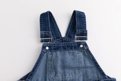 KIDSCOOL Toddler Baby Denim Overalls Ripped Distressed Jean Bib Romper