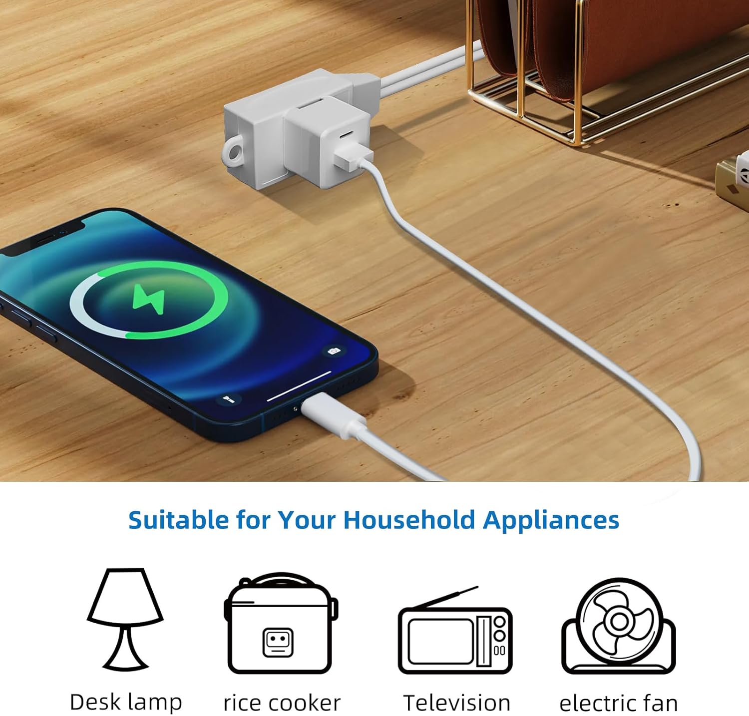 TiFFCOFiO Indoor Extension Cord, 2 Prong 6 Feet Extension Cord, 3 Polarized Outlets with Safety Slide Windows,13A/1625W, 16 AWG, 2 Packs