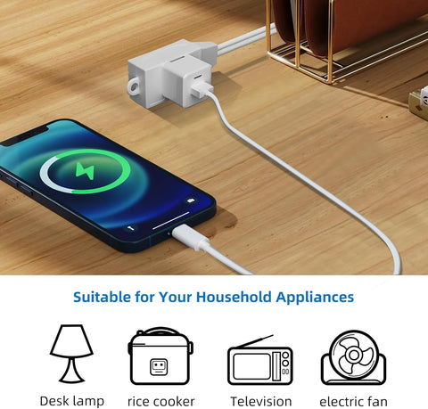 TiFFCOFiO Indoor Extension Cord, 2 Prong 6 Feet Extension Cord, 3 Polarized Outlets with Safety Slide Windows,13A/1625W, 16 AWG, 2 Packs
