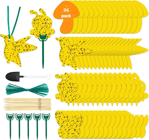 Fruit Fly Trap 96 Pack Yellow Sticky Gnat Killer Traps for Indoor Plants