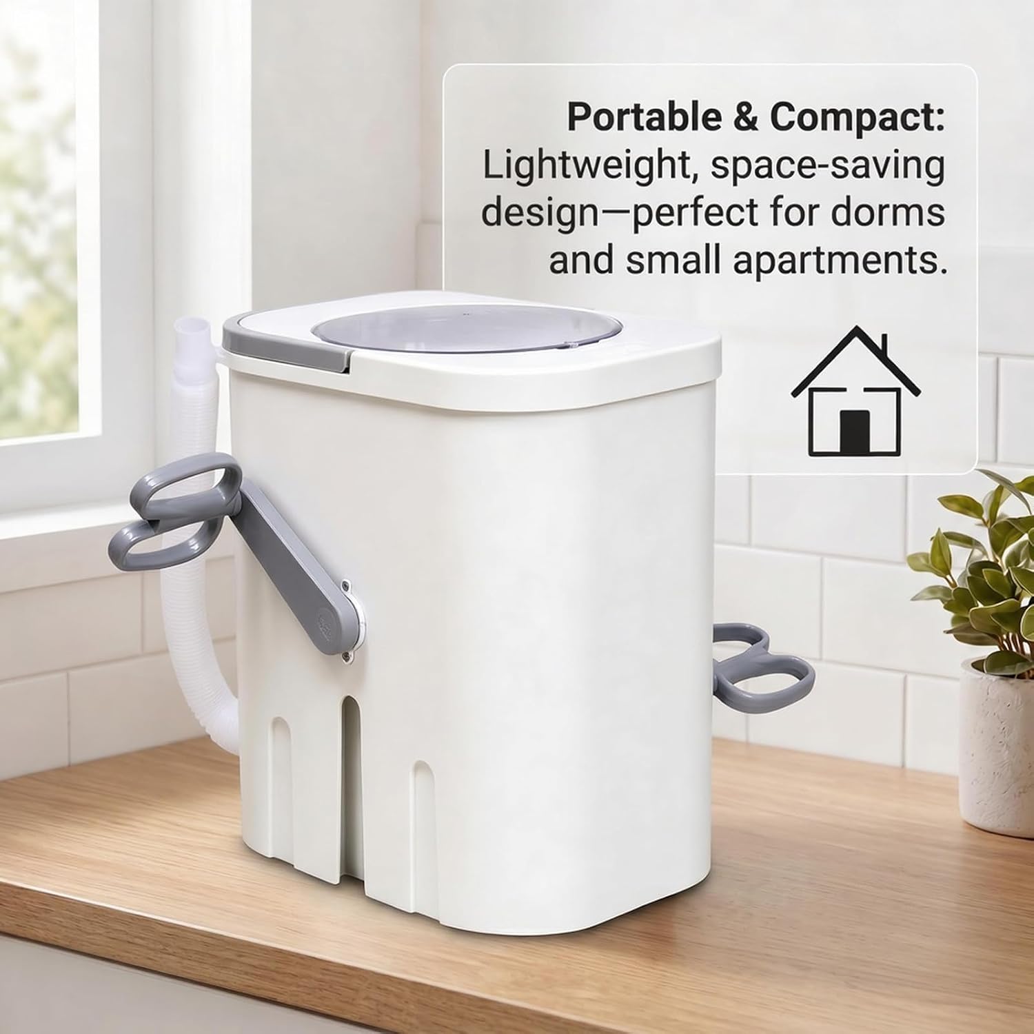 Manual Clothes Washer, Non electric Portable Rotary Washing Machine, Compact Hand Crank Rotary Washer for Dormitory Small Apartment
